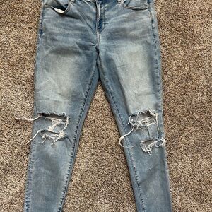 American Eagle Outfitters Light Blue Distressed Skinny Jeans